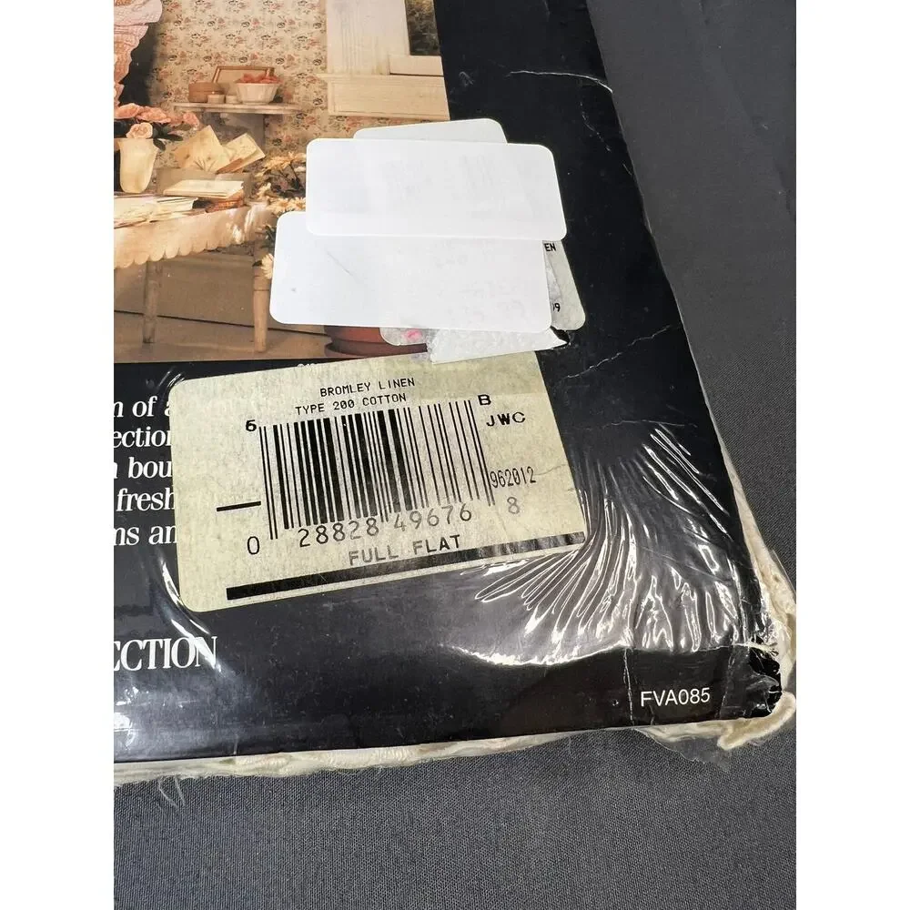 Vintage Ralph Lauren Home Ivory Full Flat Bed Sheet Ruffle Eyelet NOS